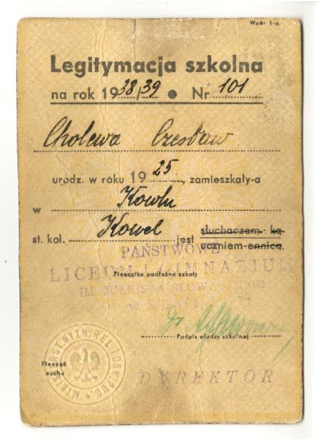 Chester Cholewa School Identity Card